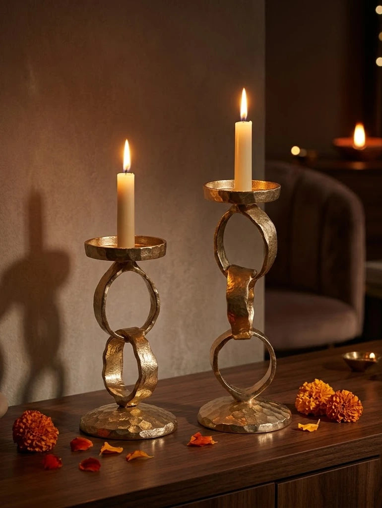 Gold Orbit Candle Holder S/2