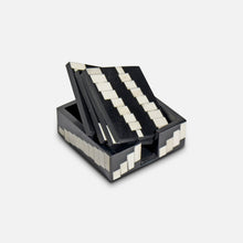 MONCHROME - WOOD INLAY BLACK IVORY COASTER SET OF 4