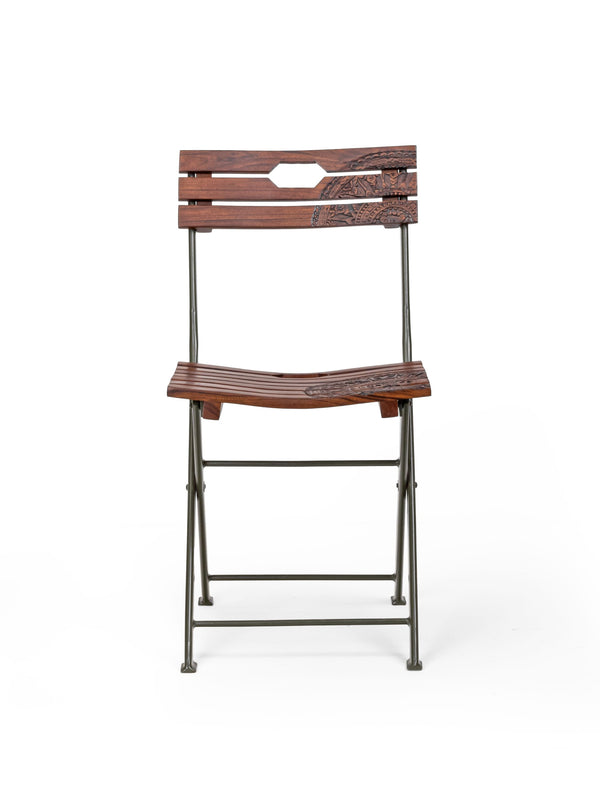 Solid Wood Nakashidar Kursi - Metal Legs