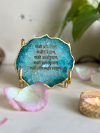 Namokar Mantra Metal Holder with Green Agate