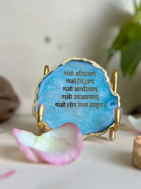 Namokar Mantra Metal Holder with  Agate