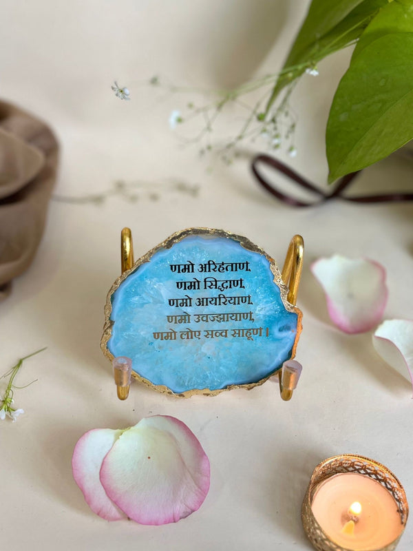 Namokar Mantra Metal Holder with  Agate