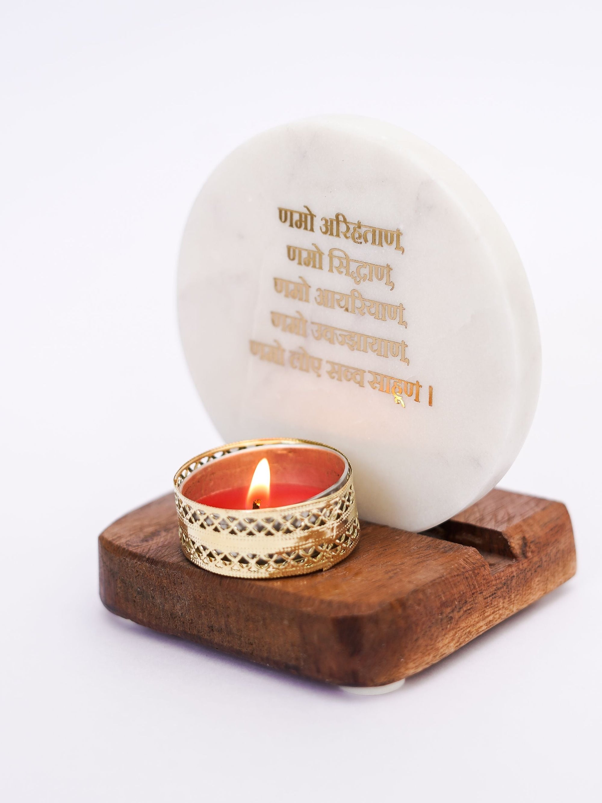Tea Light Holder - Marble & Wood