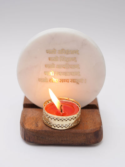 Tea Light Holder - Marble with Namokar Mantra