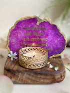 Namokar Mantra Tea Light Holder- Agate with Wood