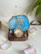 Namokar Mantra Tea Light Holder- Agate with Wood