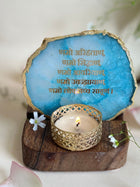 Namokar Mantra Tea Light Holder- Agate with Wood