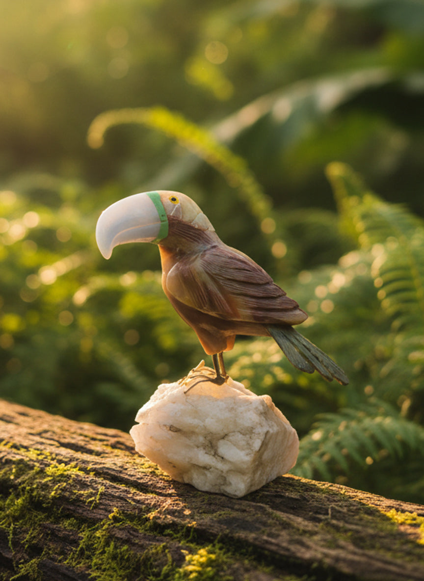 Natural Gemstone Bird Statement Décor