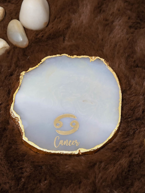 Natural Agate Zodiac Sign Cancer Table Coaster