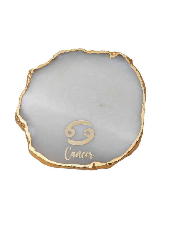 Natural Agate Zodiac Sign Cancer Table Coaster