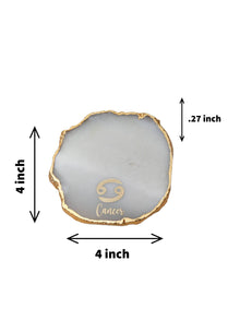 Natural Agate Zodiac Sign Cancer Table Coaster