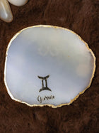 Natural Agate Zodiac Sign Gemini Table Coaster