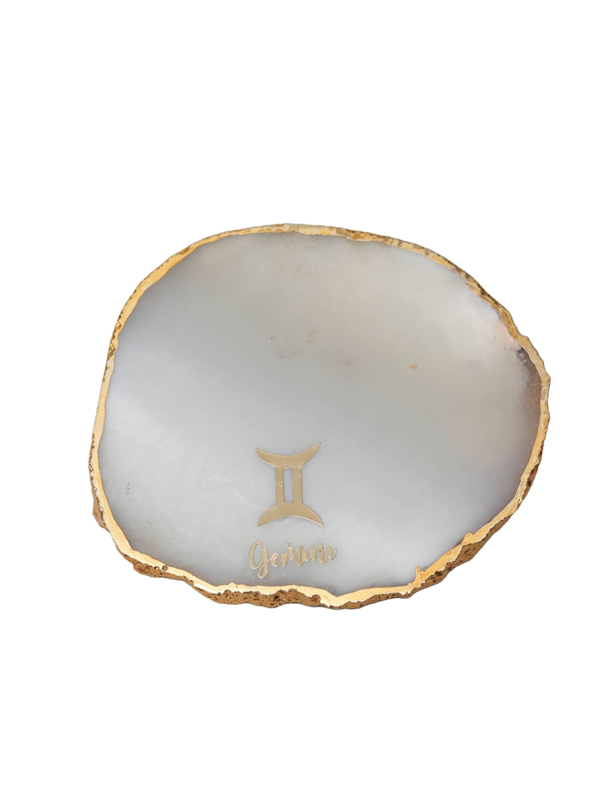 Natural Agate Zodiac Sign Gemini Table Coaster