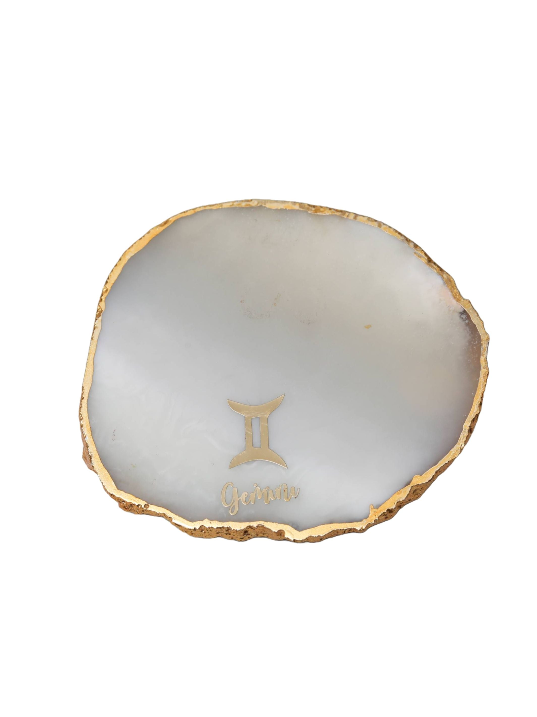 Natural Agate Zodiac Sign Gemini Table Coaster