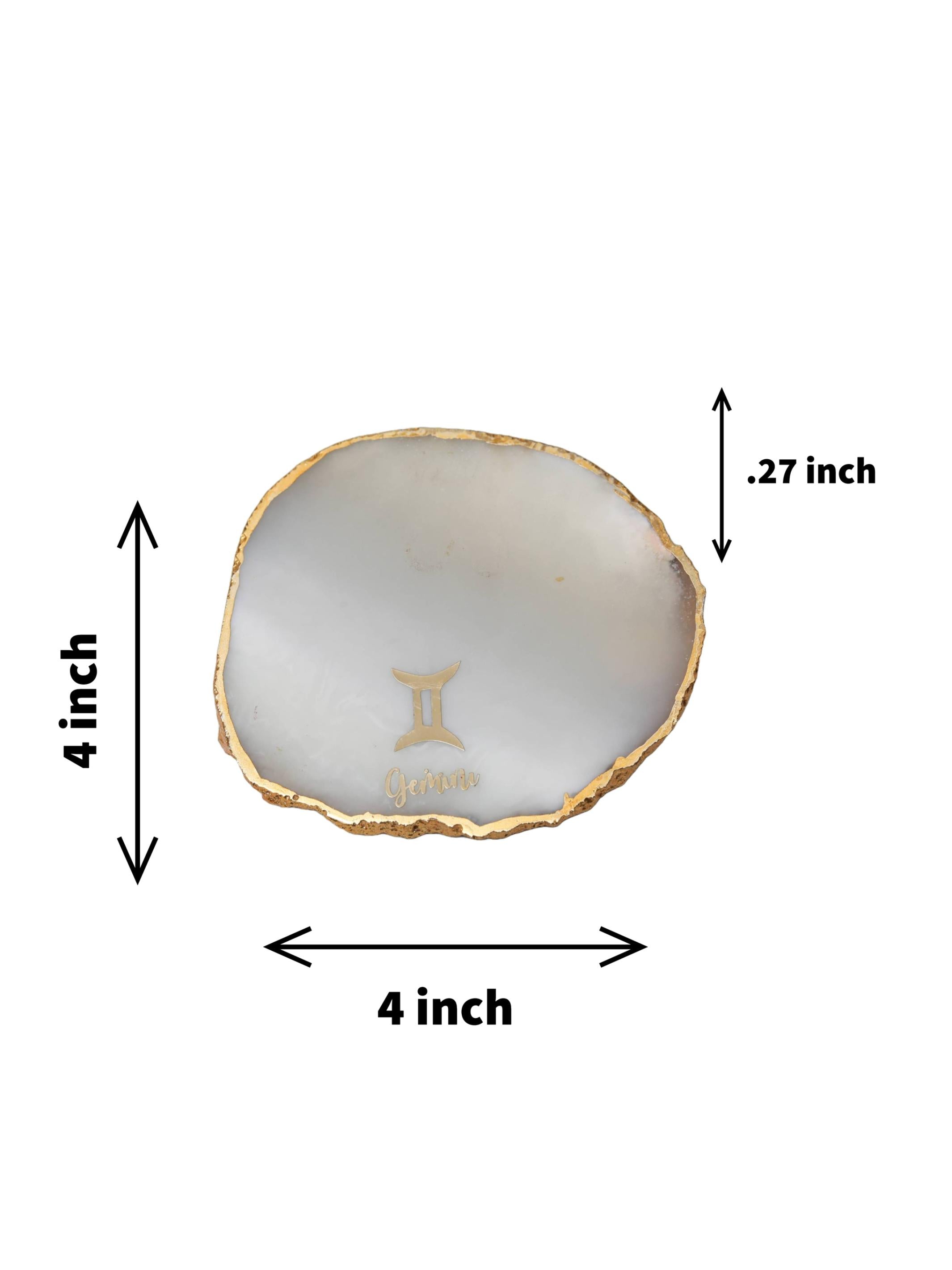 Natural Agate Zodiac Sign Gemini Table Coaster