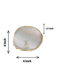 Natural Agate Zodiac Sign Gemini Table Coaster