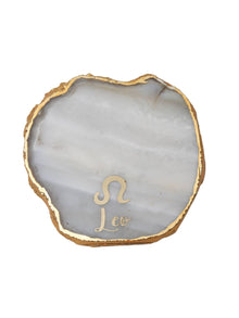 Natural Agate Zodiac Sign Leo Table Coaster