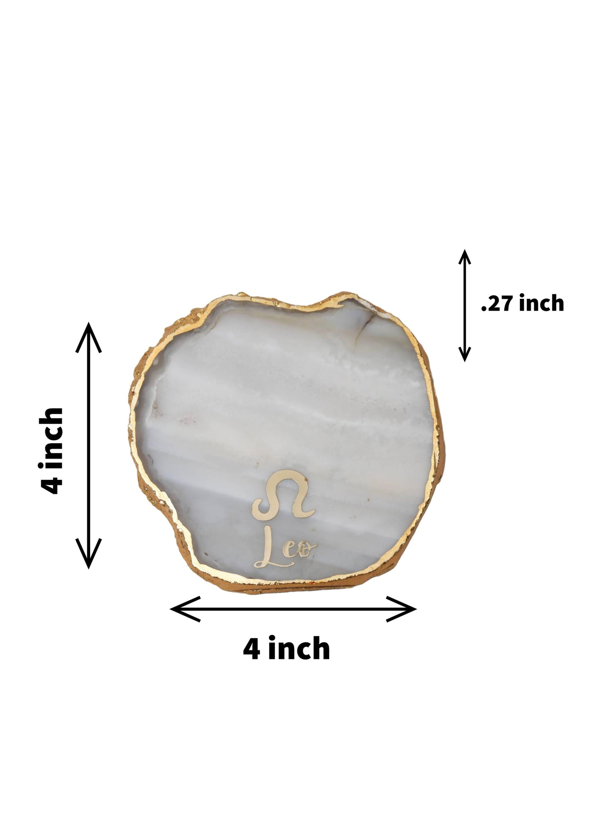 Natural Agate Zodiac Sign Leo Table Coaster