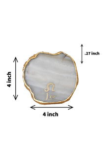 Natural Agate Zodiac Sign Leo Table Coaster