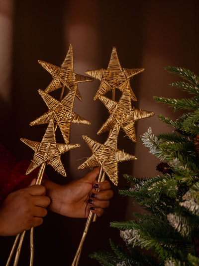 Natural Fibre Star wands - set of 6