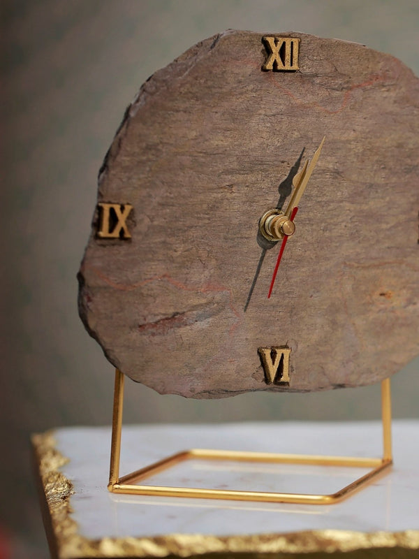 Desktop Clock - Natural Peacock Slate