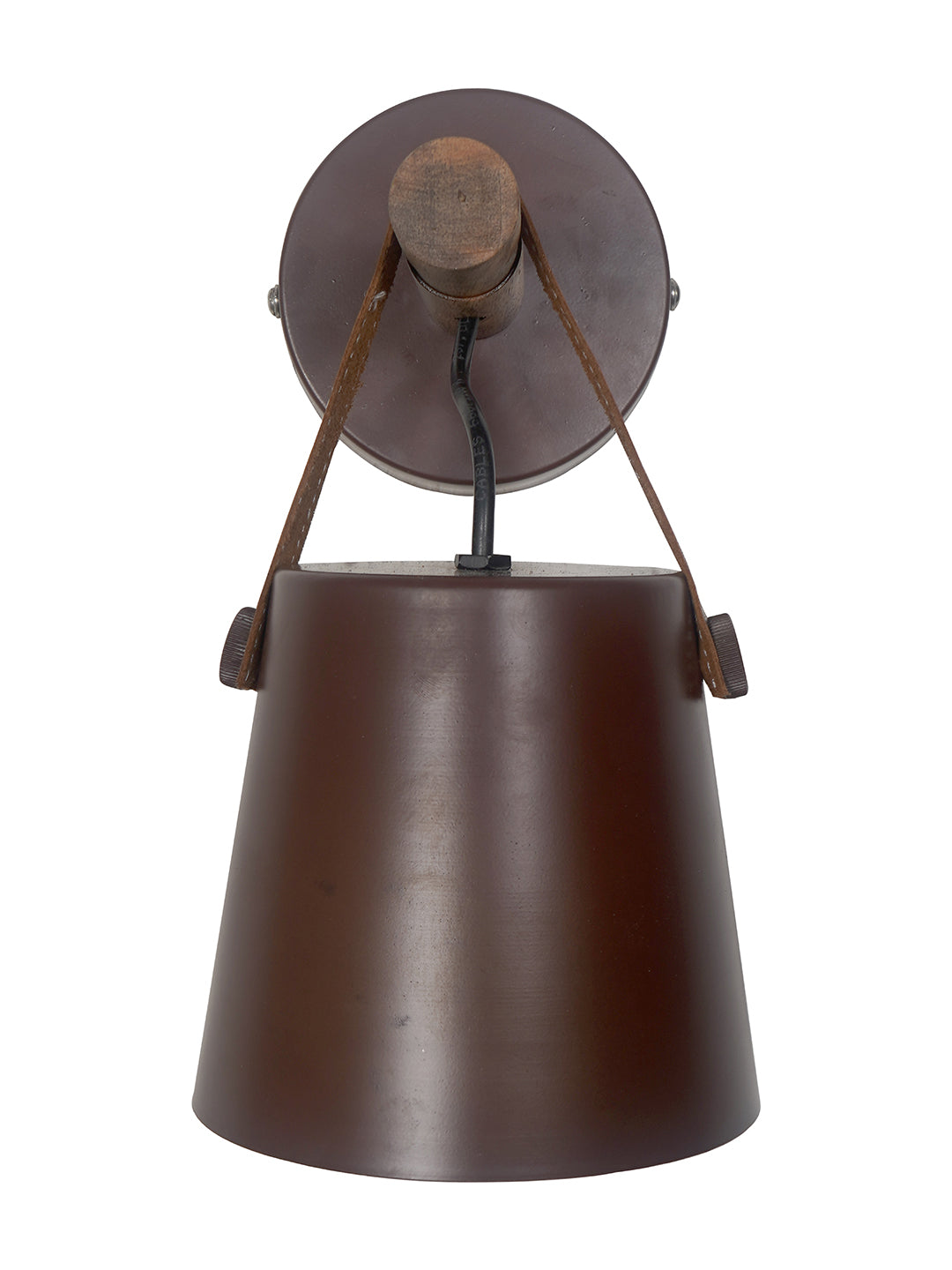 New York Style Round Bucket With Leather Belt Wall Sconce