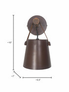 New York Style Round Bucket With Leather Belt Wall Sconce