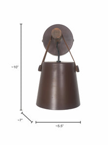 New York Style Round Bucket With Leather Belt Wall Sconce