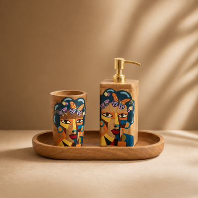 Neo - Handpainted Bathroom Set with Tray