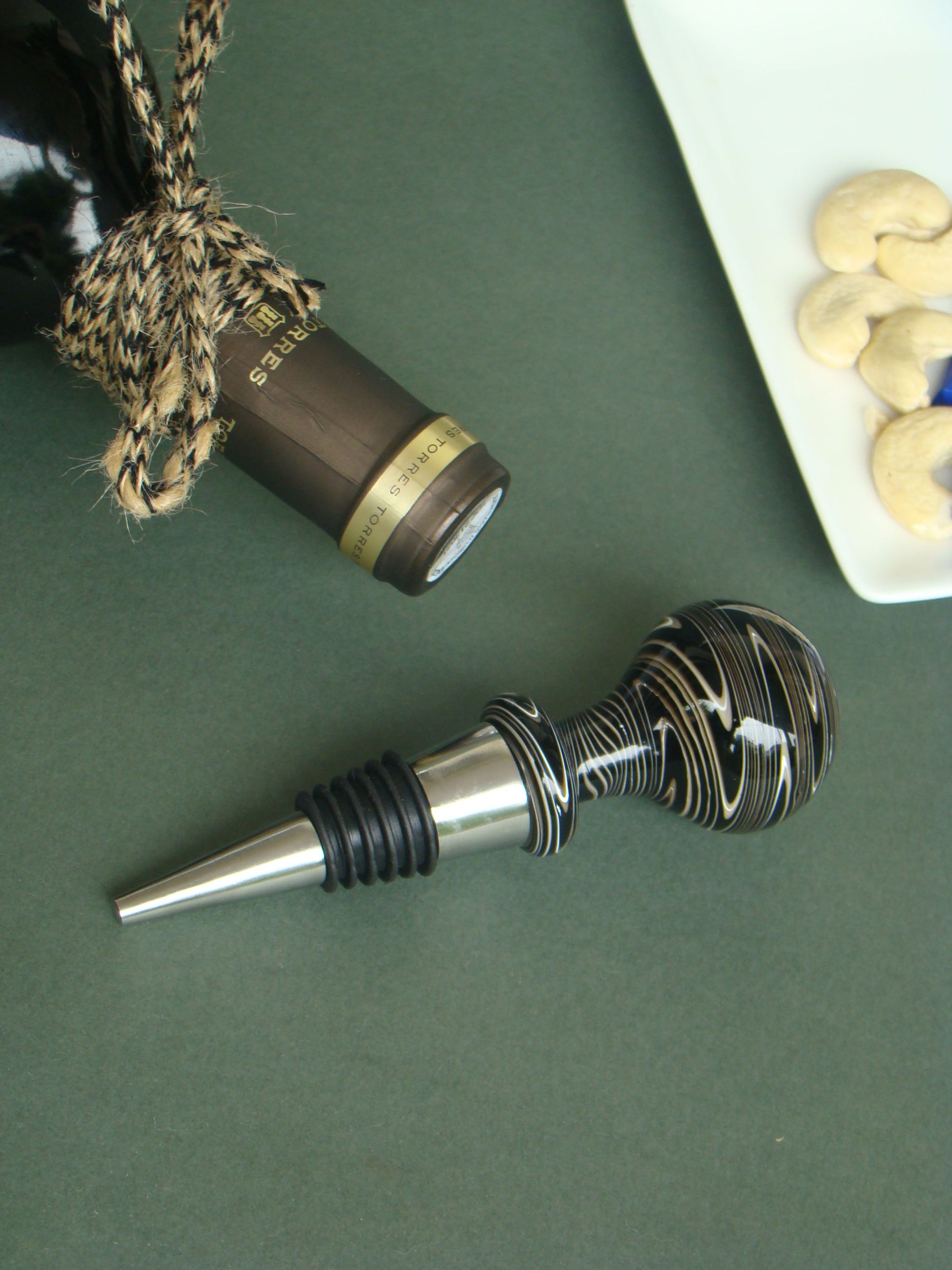 Noir Elegance Handblown Glass Wine Stoppers