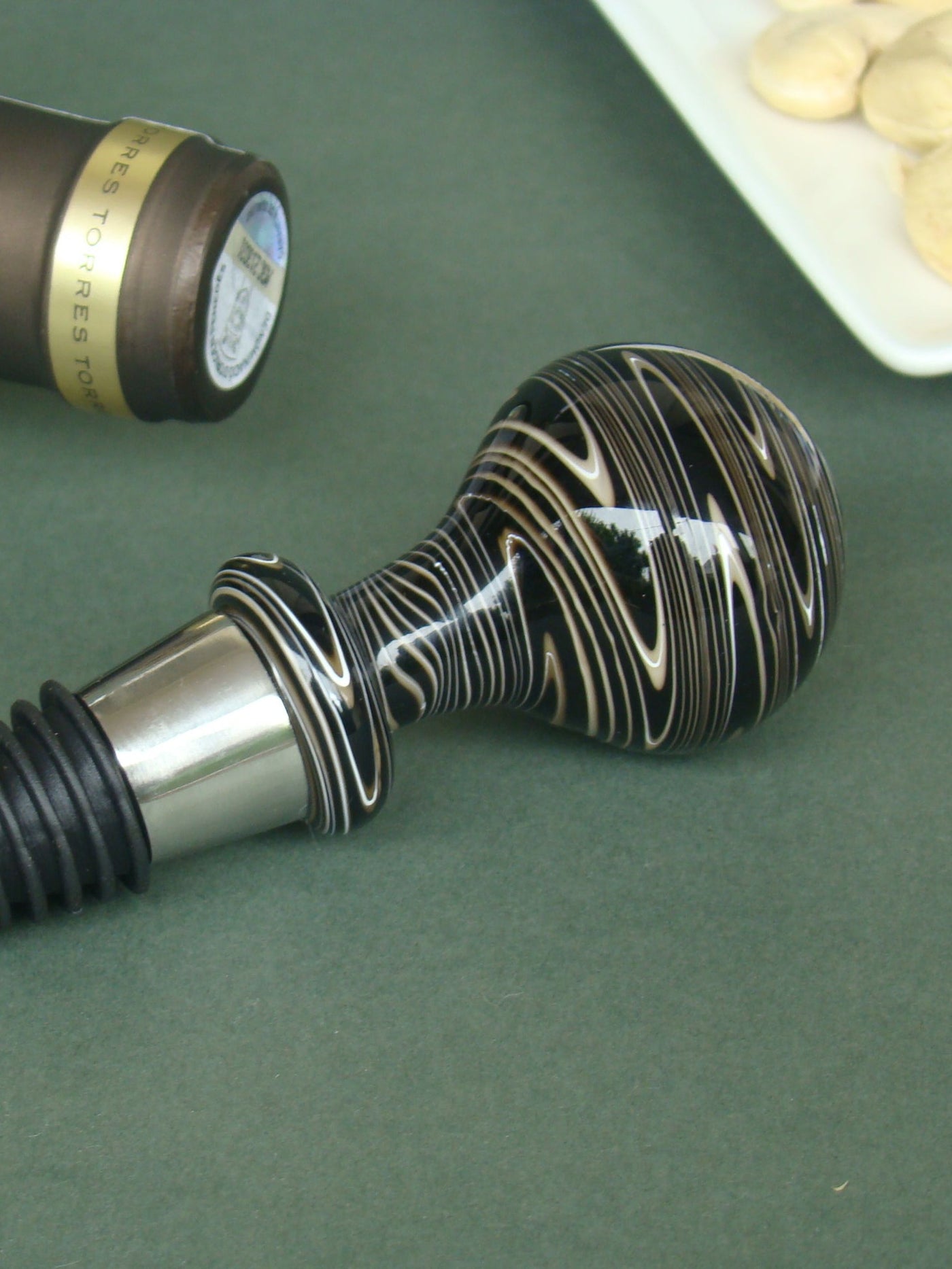 Noir Elegance Handblown Glass Wine Stoppers