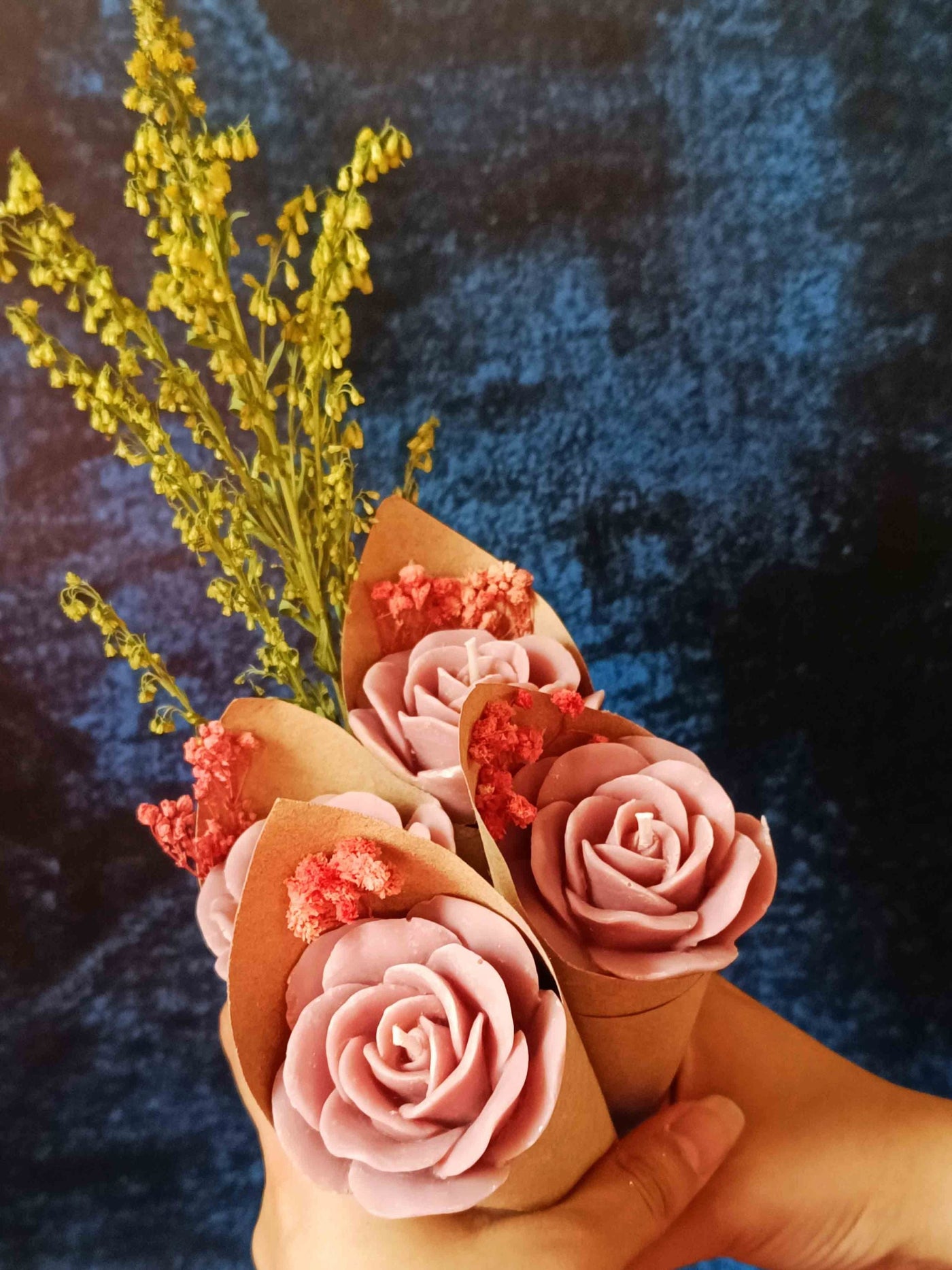 Nude Rose Candle Flower Bouquet Sets