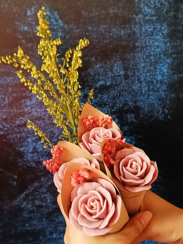 Candle Flower Bouquet Sets - Nude Rose