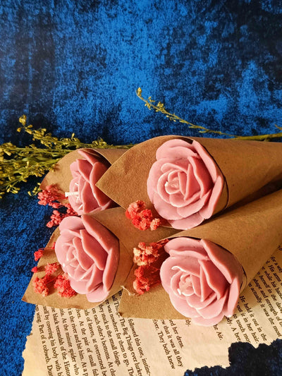 Nude Rose Candle Flower Bouquet Sets