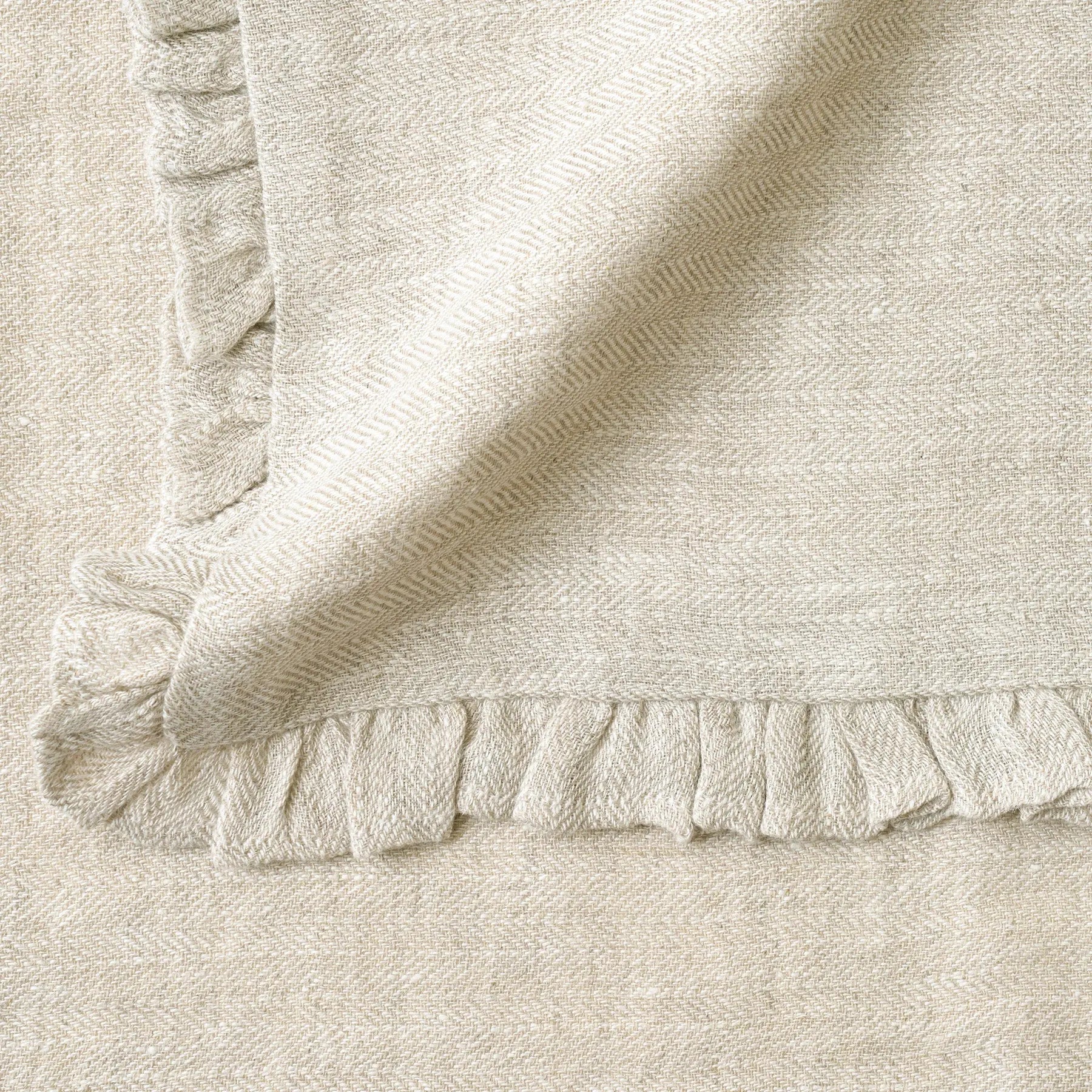 Herringbone Ruffle Table Mat - Oatmeal Set of 2