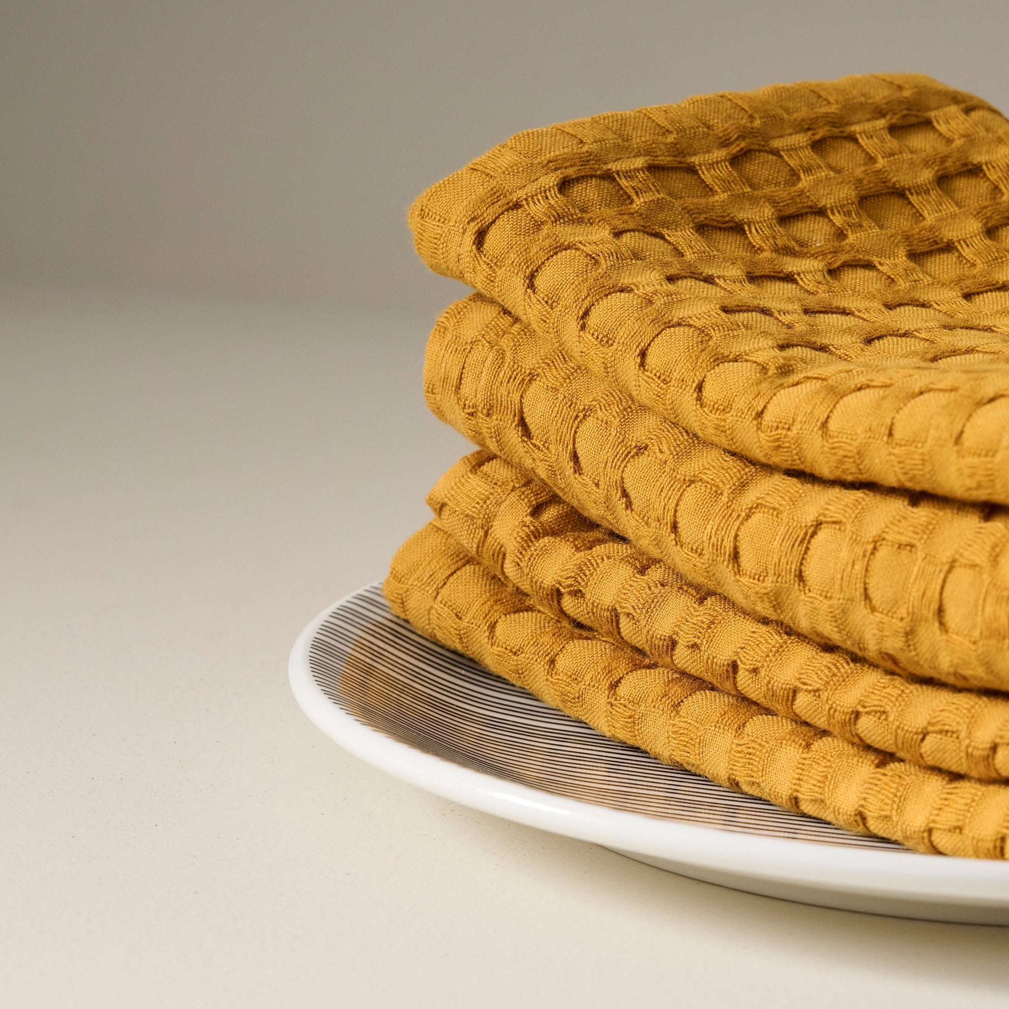 Ochre | Cotton Bamboo | Waffle | Face Towels - Set of 2