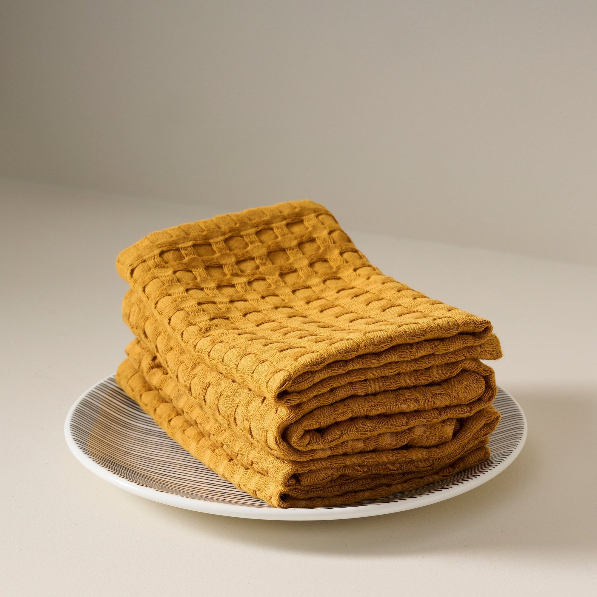 Ochre | Cotton Bamboo | Waffle | Face Towels - Set of 2