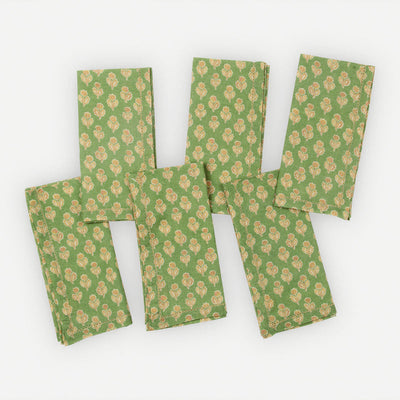 Viola Forest Green Cotton Table Napkins-Set of 6