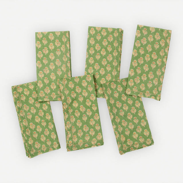 Viola Forest Green Cotton Table Napkins-Set of 6