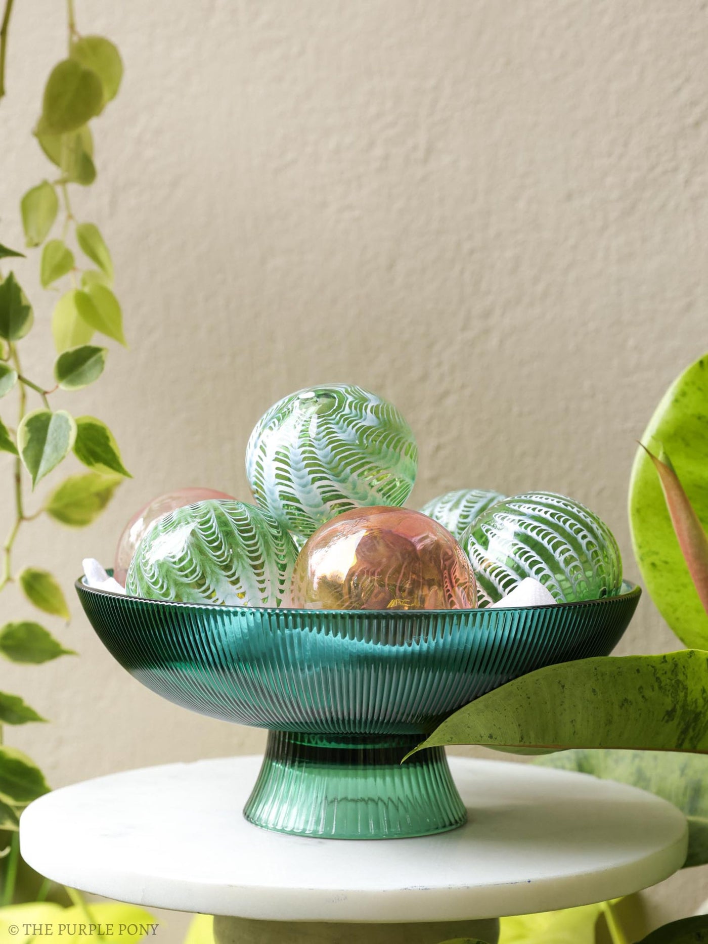 Hand Blown - Art Glass olive green Sphere