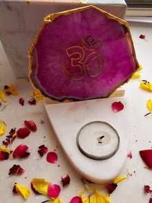 OM Agate & Marble Base Tea Light Holder