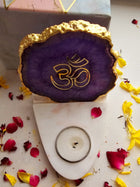 OM Agate & Marble Base Tea Light Holder