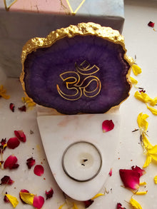 OM Agate & Marble Base Tea Light Holder