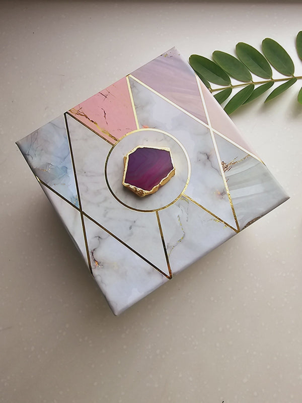 OM Agate & Marble Base Tea Light Holder