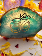 OM Agate Stone Tea light Religious Home Decor