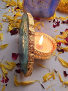 OM Agate Stone Tea light Religious Home Decor