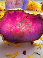 OM Agate Stone Tea light Religious Home Decor