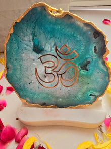 OM Agate with Marble Tea light Religious Home Decor