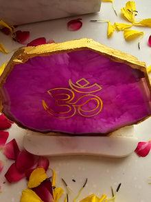 OM Agate with Marble Tea light Religious Home Decor