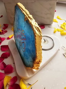 OM Agate with Marble Tea light Religious Home Decor